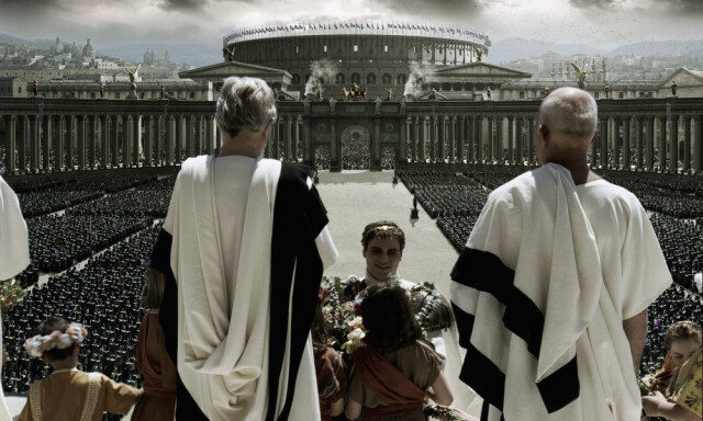 GJENSKAPT: I «Gladiator»ble oldtidens Roma og Colosseum gjenskapt ved hjelp av datateknologi. Her fra kroningen av keiser Commodus, spilt av Joaquin Phoenix. FOTO: NTB Scanpix GJENSKAPT: I «Gladiator»ble oldtidens Roma og Colosseum gjenskapt ved hjelp av datateknologi. Her fra kroningen av keiser Commodus, spilt av Joaquin Phoenix. FOTO: NTB Scanpix